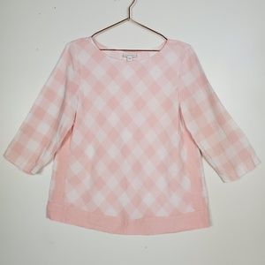 J. Jill Love Linen pink buffalo plaid tunic S NWOT